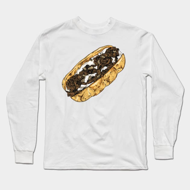 Philly Cheesesteak Long Sleeve T-Shirt by Elizabeth Weglein Art